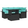 vidaXL Sodo Sofų Rinkinys su pagalve 5 pcs Juoda Poli ratanas