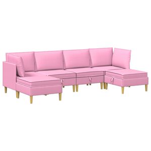 vidaXL Modulinė sofa su laikymo vieta 6 vnt. Rožinė Audinys