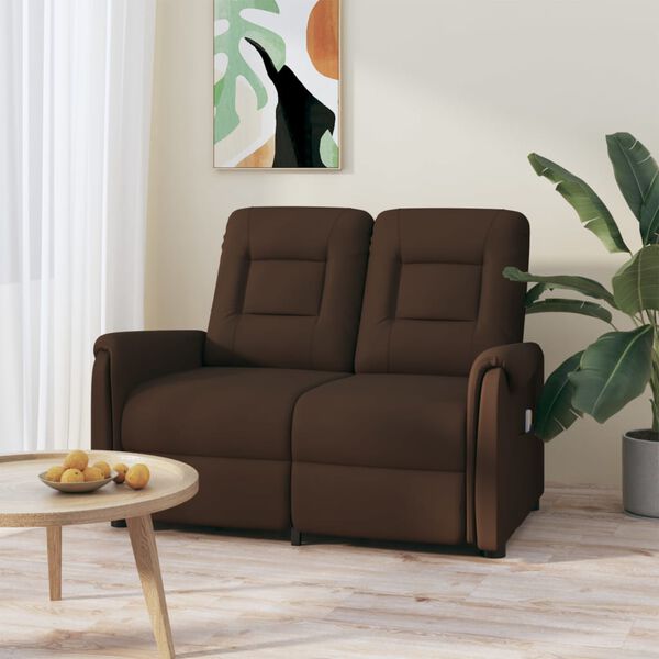 vidaXL Dvivietis atlošiamas masažinis krėslas, rudas, dirbtinė oda