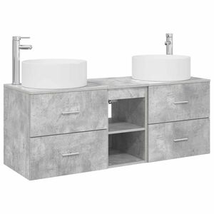 vidaXL Vonios baldų rinkinys 3 vnt. Betono pilka 129 x 44,5 x 80 cm