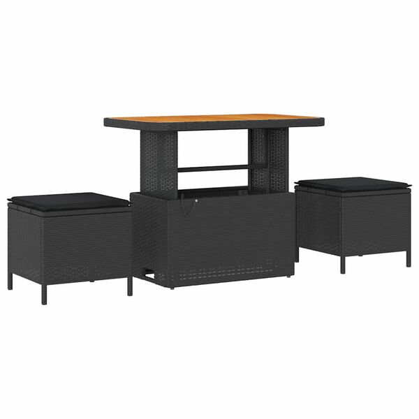 vidaXL Sodo Sofų Rinkinys su pagalve su saugykla 8 pcs Juoda