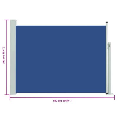 vidaXL Ištraukiama šoninė kiemo pertvara, mėlynos spalvos, 100x500cm