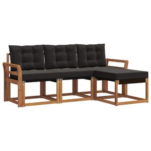 vidaXL Lauko sofos komplektas su pagalve 4 pcs Natūrali ir juoda