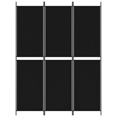 vidaXL Kambario pertvara, 3 dalių, juodos spalvos, 150x200cm, audinys