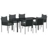 vidaXL Sodo valgomojo komplektas 7 pcs Juoda ir pilka PE ratanas