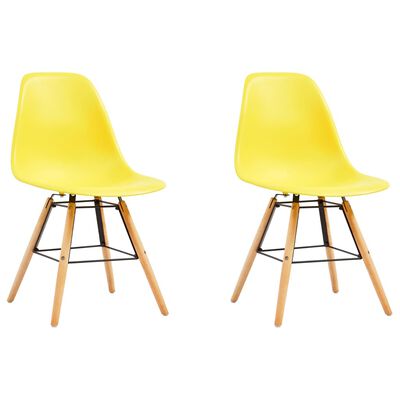 vidaXL Valgomojo kėdės, 2 vnt., geltonos spalvos, plastikas