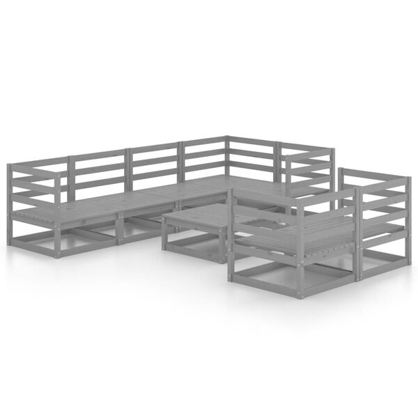 vidaXL Sodo poilsio baldų komplektas, 8 dalių, pilkas, pu&scaron;ies masyvas