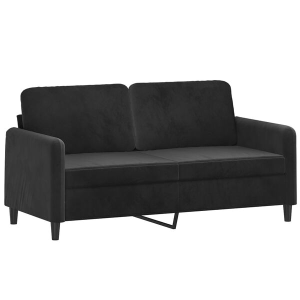 vidaXL Dvivietė sofa su pagalvėmis, juodos spalvos, 140cm, aksomas