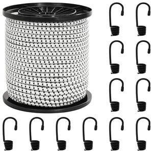 vidaXL Bungee virvės su kabliukais 4 mm Juoda ir Balta PP ir guma