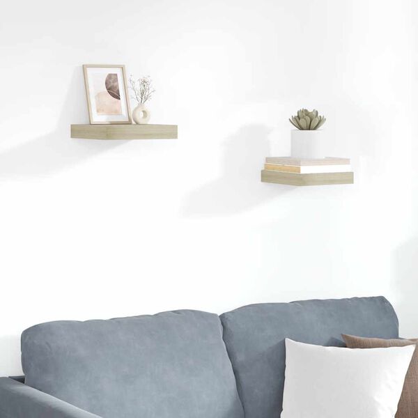 vidaXL Pakabinamos lentynos, 2vnt., ąžuolo, 23x23,5x3,8cm, MDF