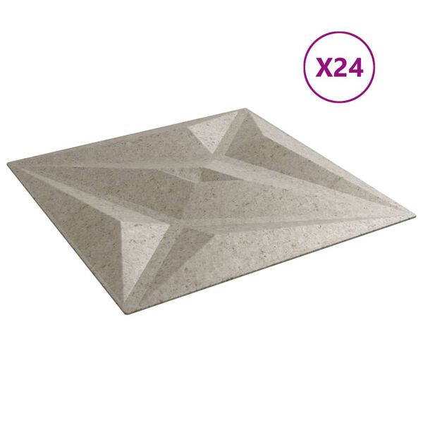 vidaXL Sienų plokštės, 24vnt., betono, 50x50cm, XPS, 6m², žvaigždžių
