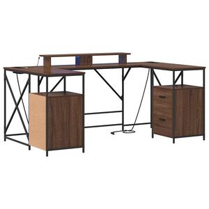 vidaXL Stalas Rudas ąžuolas Apdirbta mediena 182 x 101 x 87,5 cm
