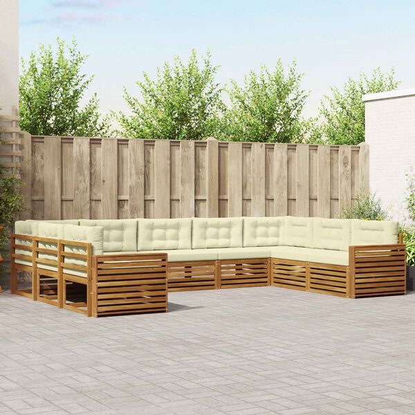 vidaXL Sofų komplektai su pagalve 9 pcs Natūralus ir grietinėlė