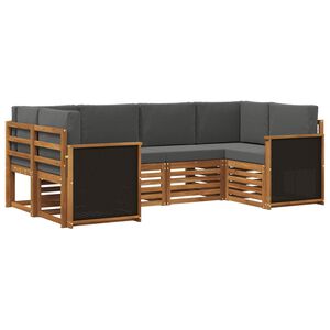 vidaXL Sekcijos sofų komplektas 5 pcs Natūralus ir antracitas