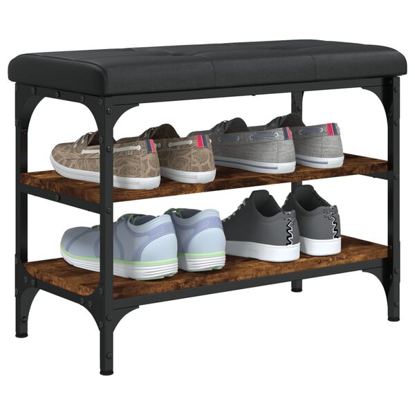 vidaXL Batų suoliukas, dūminio ąžuolo, 62x32x47cm, apdirbta mediena