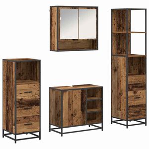 vidaXL Vonios baldų rinkinys 4 pcs Senovinis medis Apdirbta mediena
