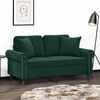 vidaXL Dvivietė sofa su pagalvėlėmis, tamsiai žalia, 120cm, aksomas