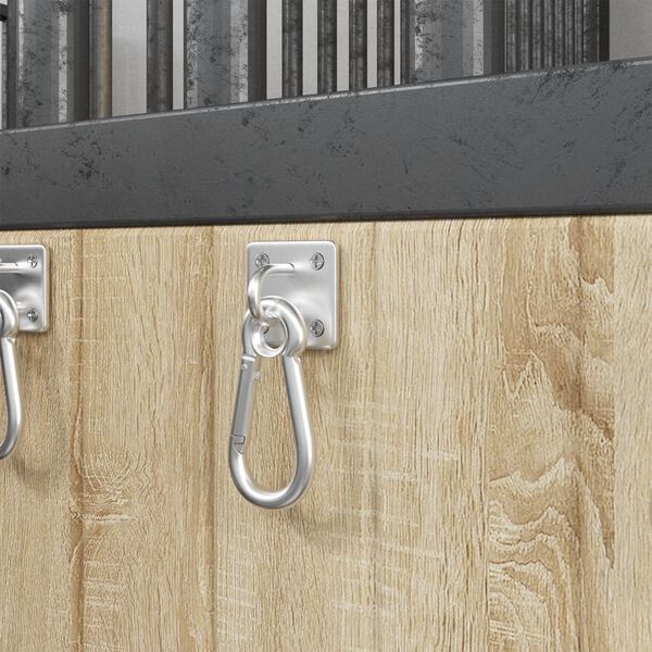 vidaXL Plokštelės su kilpomis/karabinais, 3vnt., sidabrinės, plienas