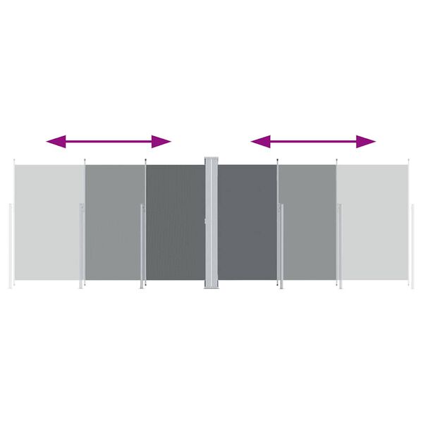 vidaXL I&scaron;traukiama &scaron;oninė pertvara, antracito spalvos, 200x600cm