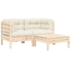 vidaXL Sodo komplektas su kreminėmis pagalvėlėmis, 3 dalių, pu&scaron;is