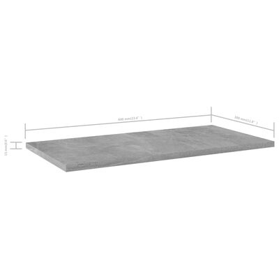 vidaXL Knygų lentynos plokštės, 4vnt., betono pilkos, 60x30x1,5cm, MDP