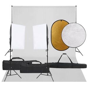 vidaXL Fotostudijos rinkinys su &scaron;viestuvais, fonu ir reflektoriumi