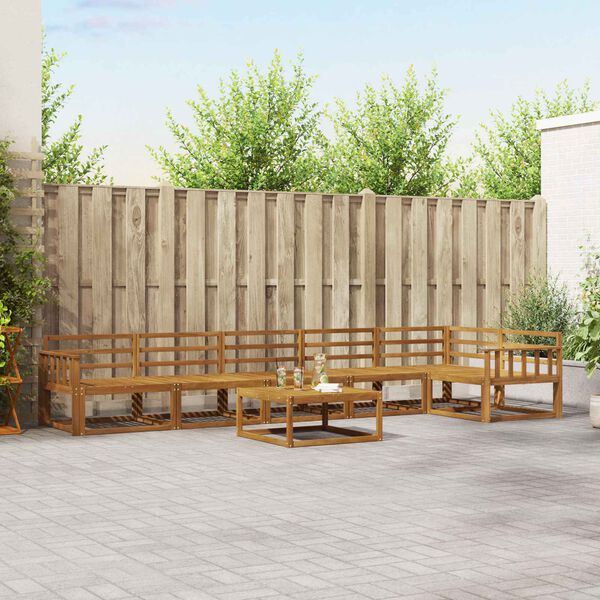 vidaXL Lauko sofos komplektas 7 pcs Natūrali Kietos akacijos mediena