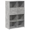 vidaXL Komoda, betono pilkos spalvos, 80x42,5x124cm, apdirbta mediena