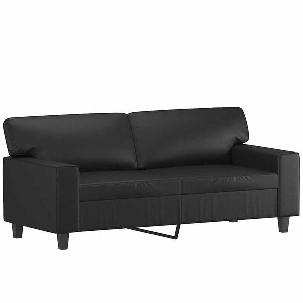 vidaXL Dvivietė sofa, juodos spalvos, 140cm, dirbtinė oda