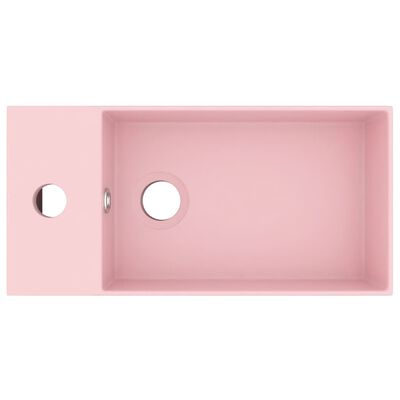 vidaXL Vonios kambario praustuvas, matinis rožinis, keramika