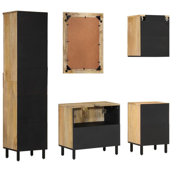 vidaXL Vonios kambario baldų komplektas, 5 dalių, mango masyvas