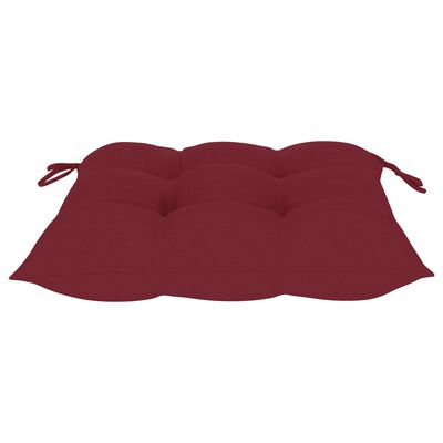 vidaXL Valgomojo kėdės su vyno raudonomis pagalvėmis, 2vnt., tikmedis
