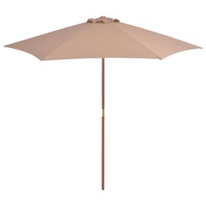vidaXL Lauko skėtis nuo saulės su mediniu stulpu, taupe, 270cm