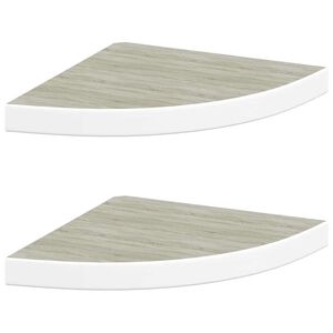 vidaXL Sieninės lentynos, 2vnt., baltos/ąžuolo, 35x35x3,8cm, MDF