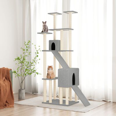 vidaXL Draskyklė katėms su stovais iš sizalio, šviesiai pilka, 190cm