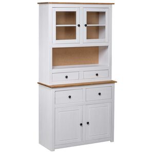 vidaXL Komoda Panama, baltos sp., 93x40,5x180cm, pu&scaron;ies med. masyvas