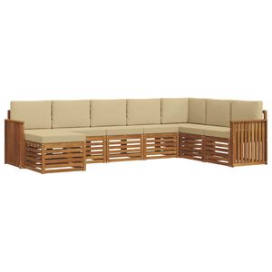 vidaXL Lauko sofos komplektas su pagalve 8 pcs Natūralus ir bežinis