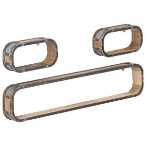 vidaXL Sieninių lentynų komplektas, 3 dalių, mango medienos masyvas