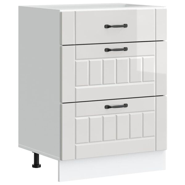 vidaXL Virtuvės spintelė, &bdquo;Lucca&ldquo;, blizgi balta, inžinerinė mediena