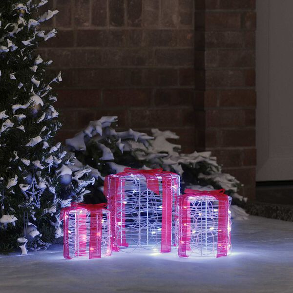 vidaXL Dovanos Dėžutės Dekoracija 3 pcs &Scaron;alta balta 20 x 20 x 21 cm