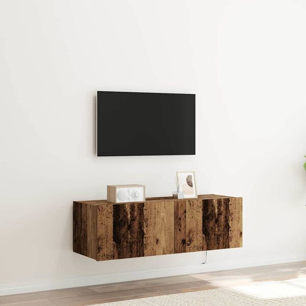 vidaXL TV sieninė spintelė 2 pcs Senovinis medis 100 x 35 x 31 cm
