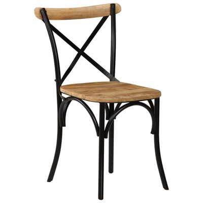 vidaXL Kėdės, 2vnt., juodos, 51x52x84cm, mango masyvas, kryžminis diz.