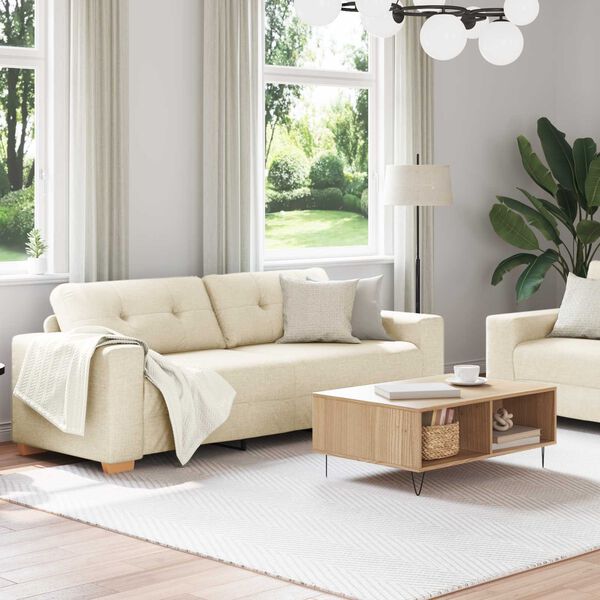 vidaXL Sofa 2 pcs Smėlio Lino mišinio audinys