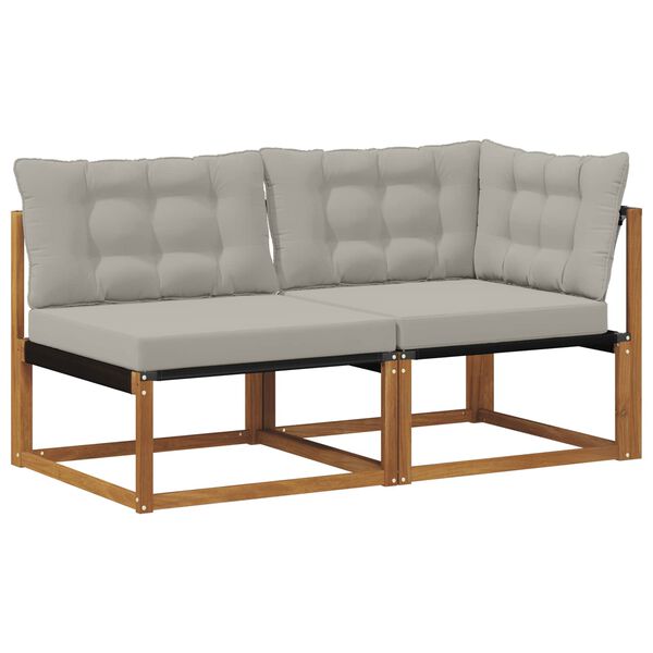 vidaXL Lauko vidurinė ir kampinė sofa su pagalve 2 Vienetas Natūrali