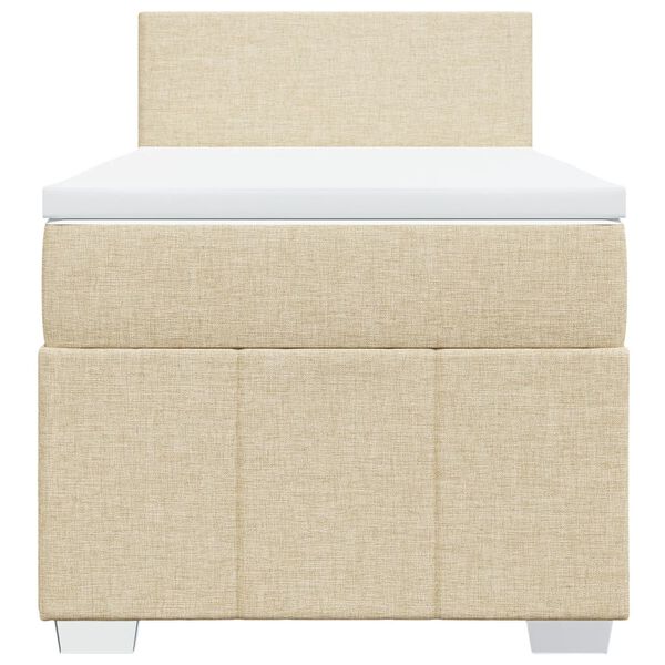 vidaXL Lova su spyruoklėmis ir čiužiniu, kreminė, 90x190 cm, audinys