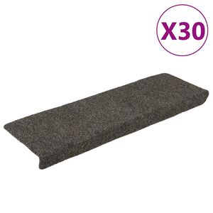 vidaXL Laiptų kilimėliai, lipnūs, 30 vnt., 65x21x4 cm, antracito spalvos, stačiakampiai kra&scaron;tai