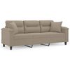 vidaXL Trivietė sofa su pagalvėmis, taupe, 180cm, mikropluo&scaron;to audinys