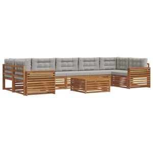 vidaXL Lauko sofos komplektas 8 pcs Natūrali ir &scaron;viesiai pilka