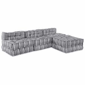 vidaXL Modulinė sofa 4 pcs Pilkas spausdinimas audinys