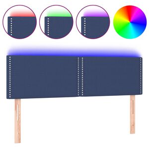 vidaXL Galvūgalis su LED, mėlynos spalvos, 144x5x78/88cm, audinys